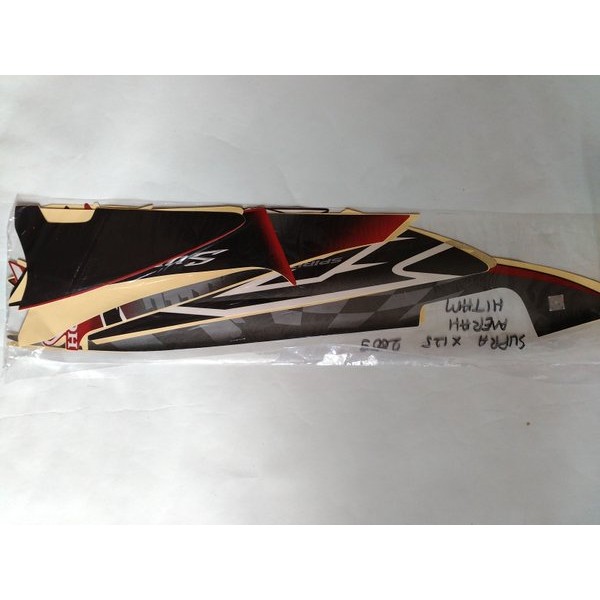 Striping Stripping Stiker Bodi Honda Supra X 125 2009 Merah Hitam Barang Langka