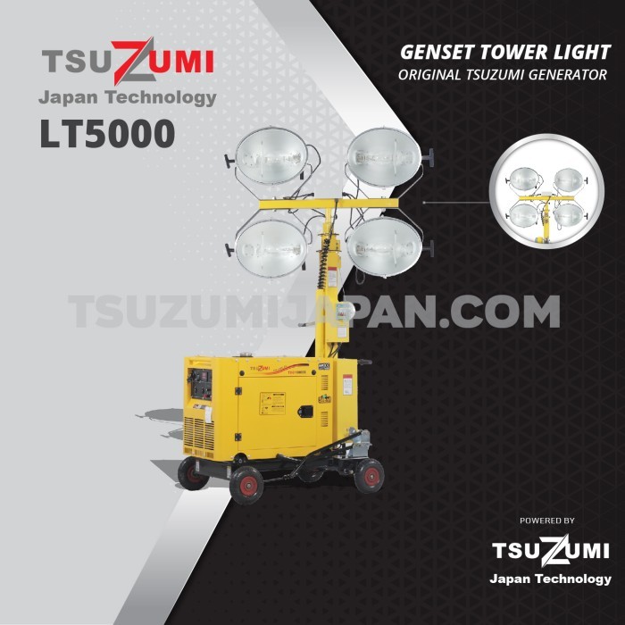 PROMO Genset Tower Light LT 5000 Genset Lampu 1000 watt x 4 TSUZUMI JAPAN