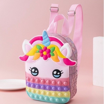 Tas Ransel Pop It Anak Jumbo Unicorn Makaron Rainbow Murah.
