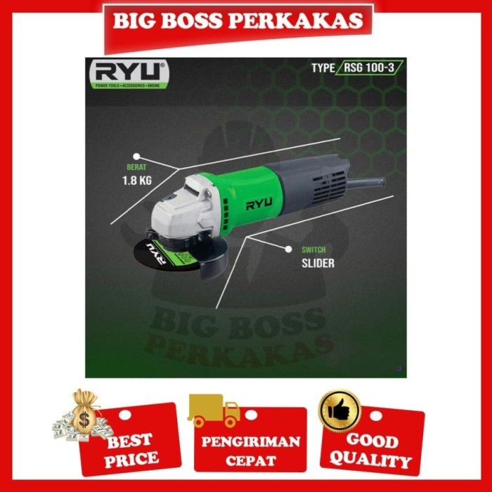 PAKET 2 SET TEKIRO RYU MESIN BOR LISTRIK 10 MM & RYU MESIN GERINDA