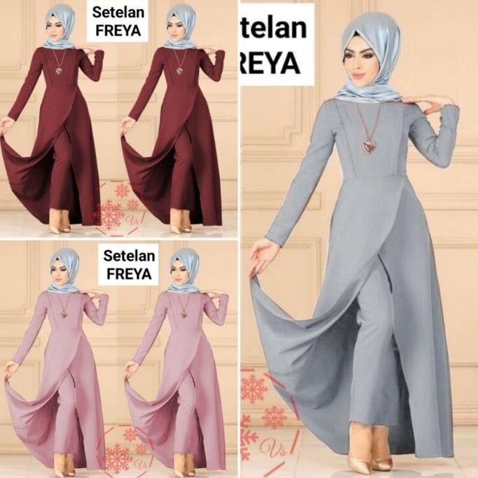 SETELAN CELANA WANITA SET TUNIK PANJANG BAJU PESTA KONDANGAN LEBARAN