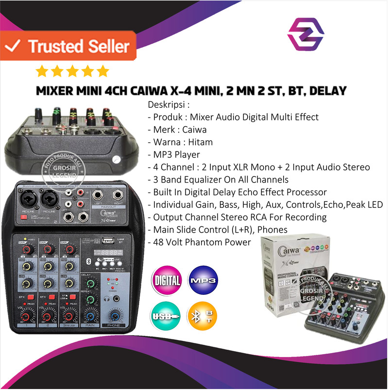 Mixer CAIWA X-4 Mini 4 Channel Mixer Audio Professional Fitur Lengkap