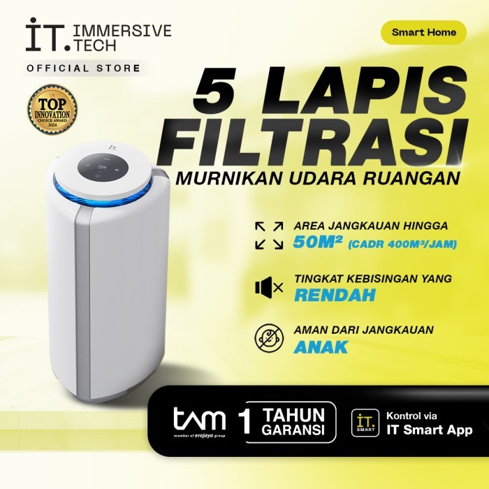 IT Smart Air Purifier P400 White - HEPA 13, Ionizer & Active Carbon