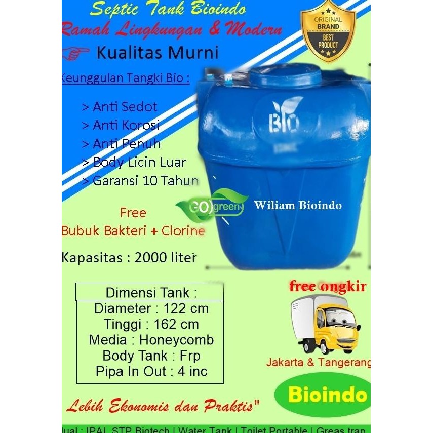 Septic Tank Biofilter, Bioindo, Septic Tank Bio 2000 Liter