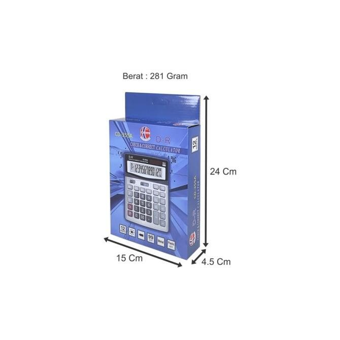 

New Arival Kalkulator D-R CD355A (12 Digit) Hemat