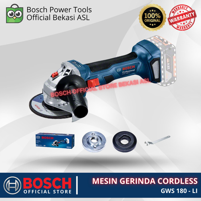 Barang Ready BOSCH GERINDA BATERAI / CORDLESS GRINDER GWS 180 LI ( Unit Only )