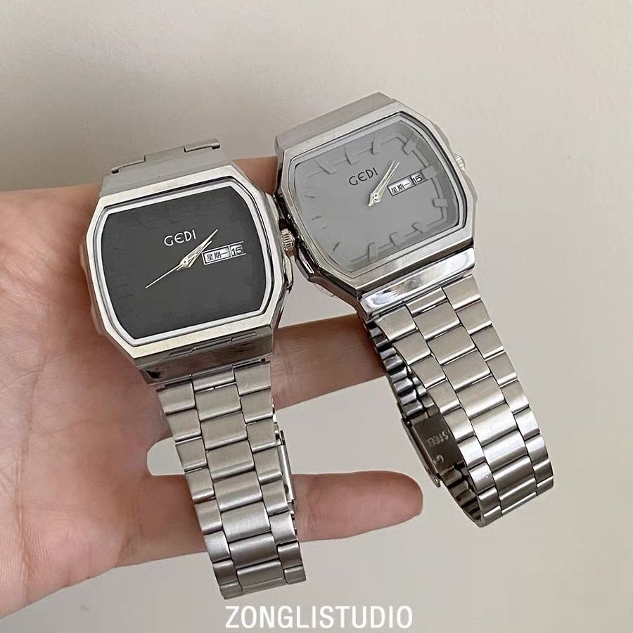

Jam Tangan Gaya Uniseks Sederhana Gelang Baja Jam Tangan Persegi Yang Indah