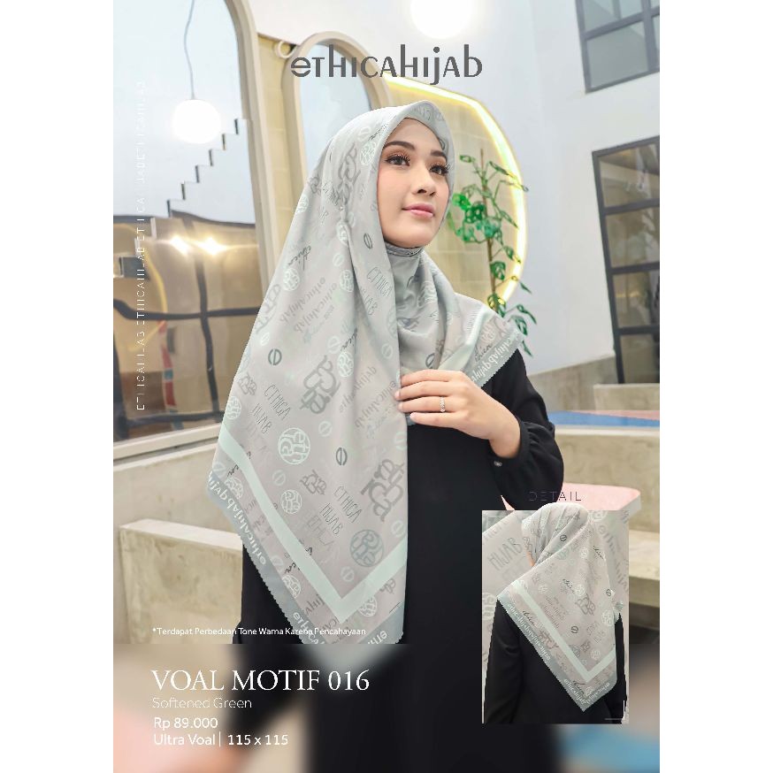 HIJAB ETHICA VOAL MOTIF 016 | Jilbab Motif | Segiempat motif | Kerudung Motif | Jilbab Motif Lasercu