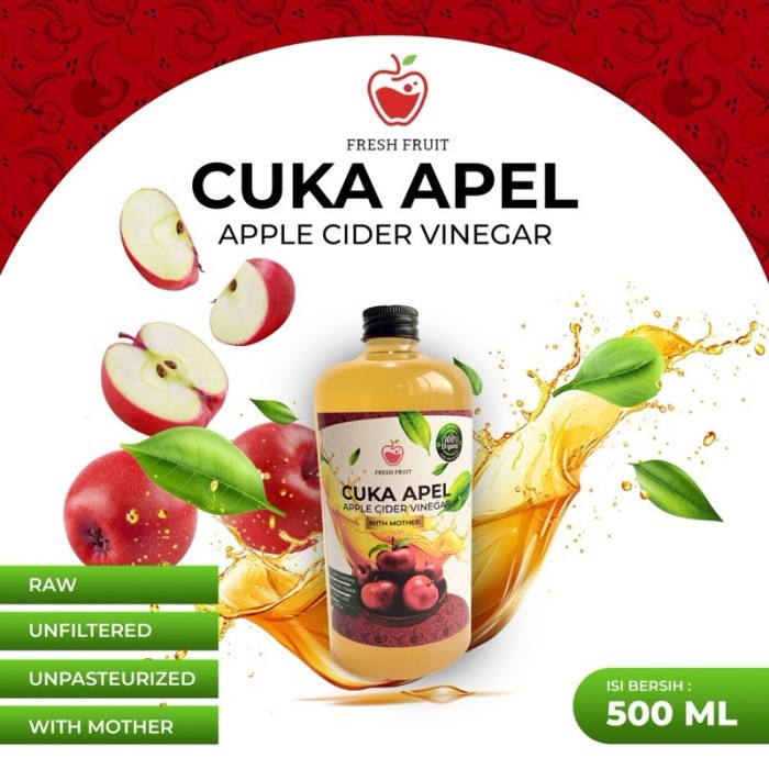 

siap kirim] Cuka Apel Premium 500ML With The Mother - Cuka Apel Original - Apple Cider Vinegar -