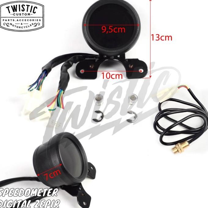 Speedometer Digital Bulat Lcd Zepir Motor Custom Universal Bobber