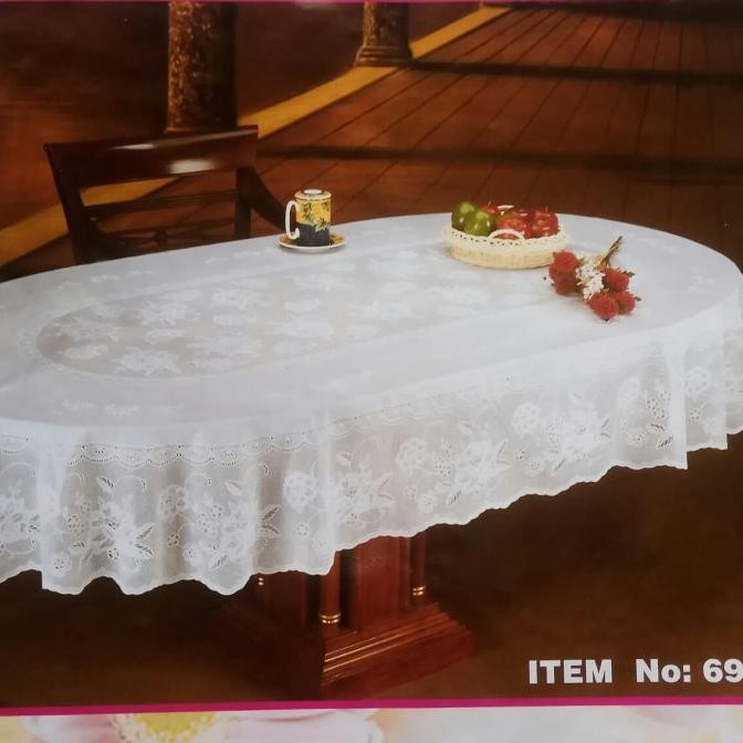 Taplak meja makan plastik oval 4 kursi