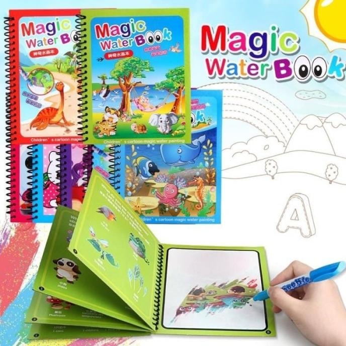 

Toko allifi Mainan Anak Magic Water Book Buku Air Gambar Warna Free Pena Edukasi