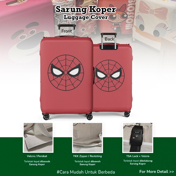 Sarung Koper / Cover Pelindung Koper /Luggage Cover - Spiderman Kawaii