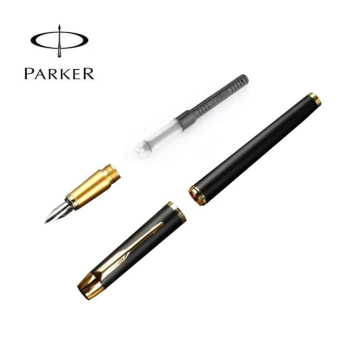 

Promo Parker Im Laqer Black Gold Trim Fountain Pen Original Ready Original