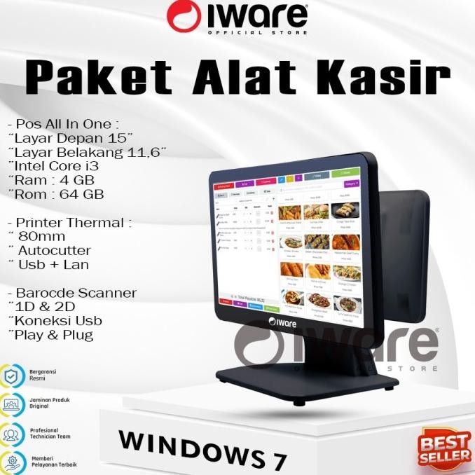 [Ready] Iware Paket Mesin Kasir Touchscreen Dual Monitor Core I3