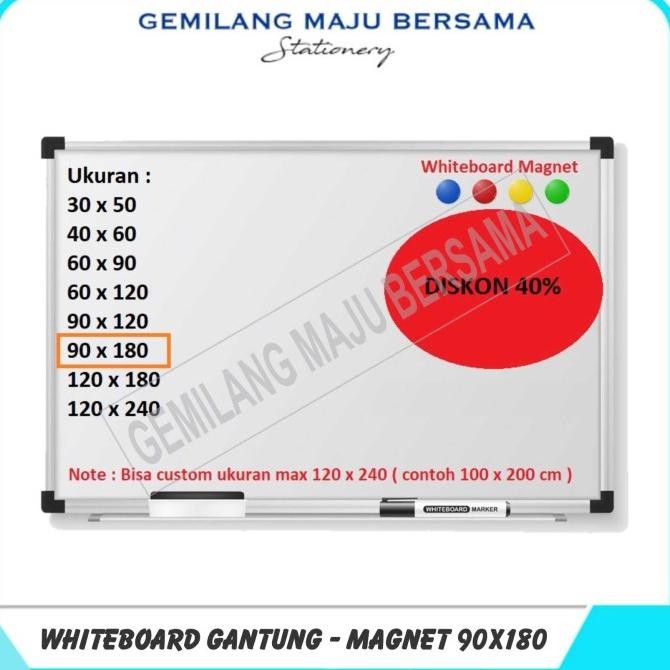 

BEBAS ONGKIR - Whiteboard gantung Maxi ( magnet ) 90 x 180
