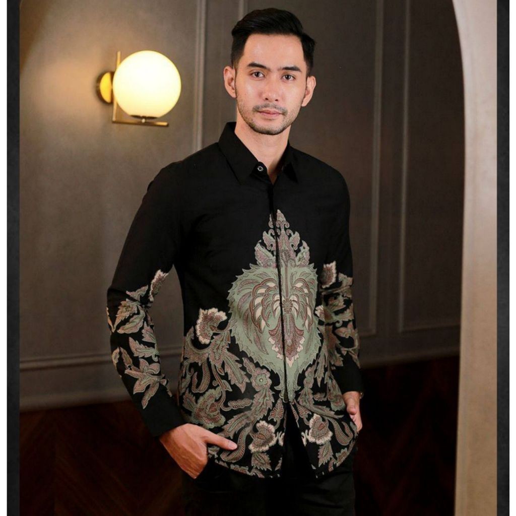 Berkualitas Battik Lengan Panjang Krmeja Bapak-Bapak Hem Cowok Kameja Laki2 Murah Pakaian Kmeja Pria