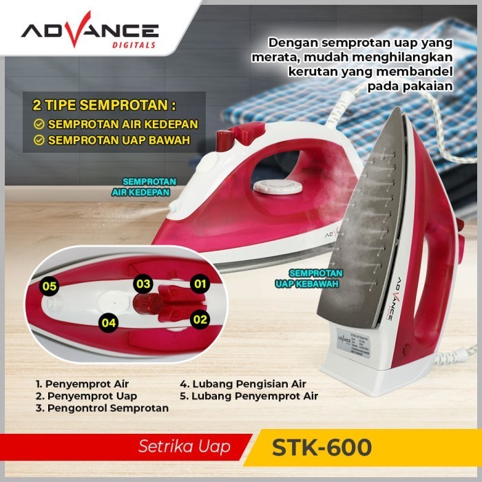Setrika Uap Listrik 400 Watt low watt Mesin Uap Anti Lengket
