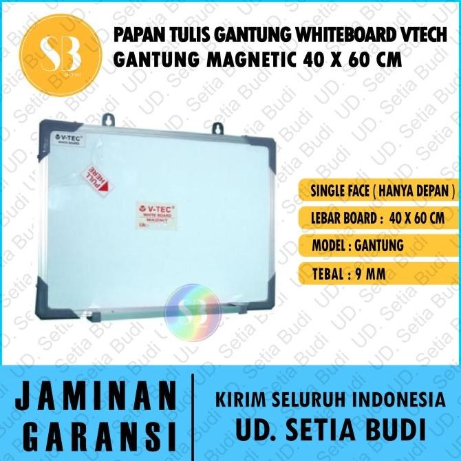 

BEBAS ONGKIR - Papan Tulis Gantung Whiteboard Vtech Gantung Magnetic 40 x 60 CM