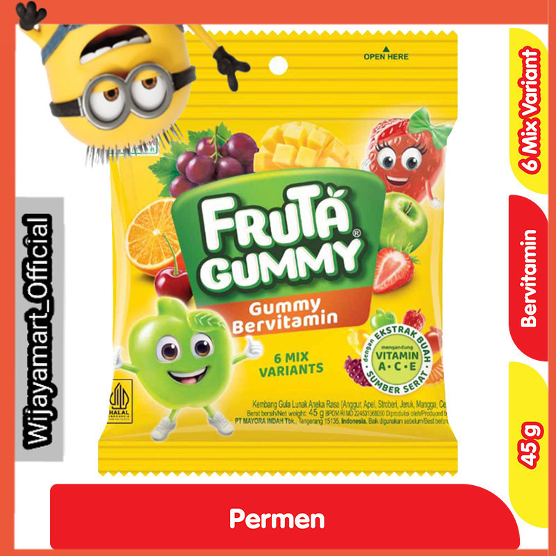 

FRUTA GUMMY Permen Bervitamin 6 Mix Variants 45 g