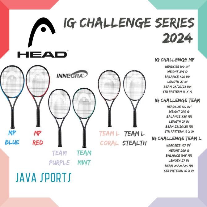 Raket Tenis Head Ig Challenge Innegra 2024 Series Team Mp Team L Original Tennis Racket | Pemula - B