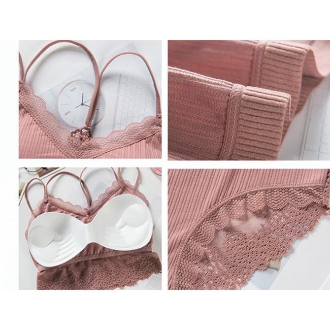Set Bra Bh dan CD Celana Dalam Wanita Cewek Tanpa Kawat Kutang Sexy IS81