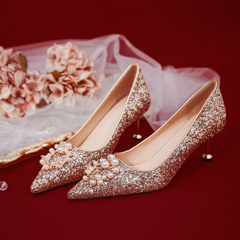 Wedding Shoes New Xiuhe Bridal Shoes Wedding Women's Shoes Spring Korean Style High Heels Wedding Dr