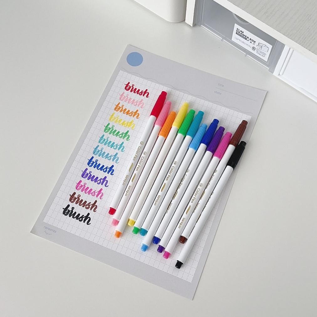 

gha-68 Winzige Set 12 Calligraphy Pen Brush Lettering Pen Aesthetic Vintage Warna Warni Brush Marker Pena Kuas Warna Pulpen Pena Kaligrafi Coloring Markers Sale