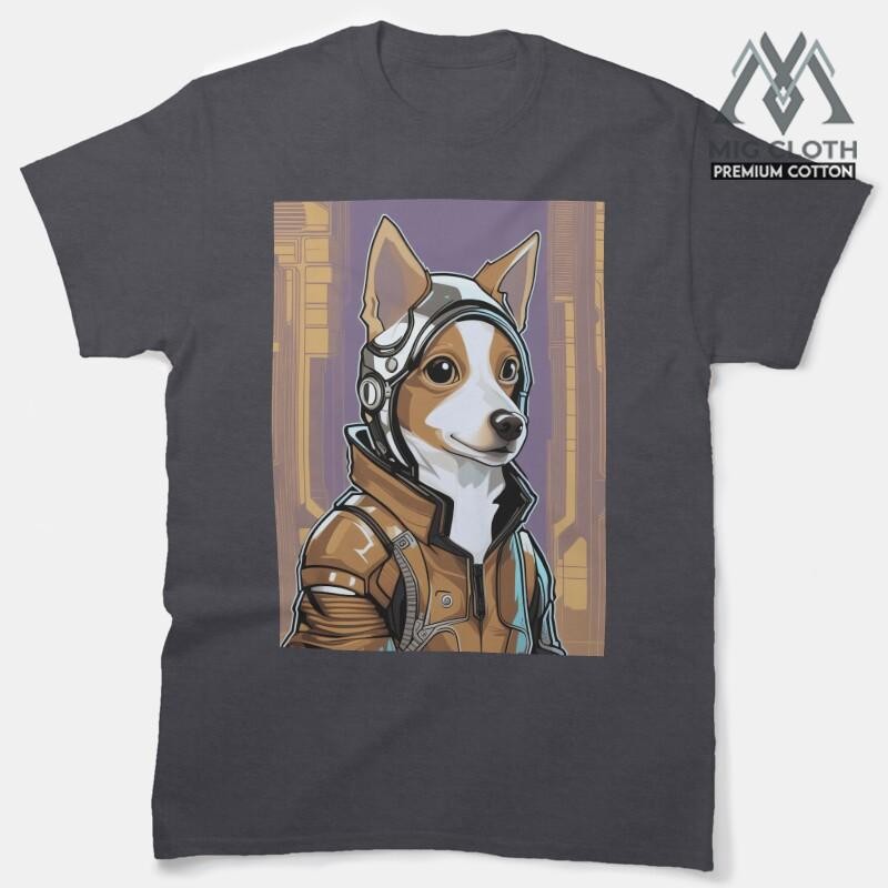Baju Kaos Antromorphism Chihuahua futuristic Classic T-Shirt