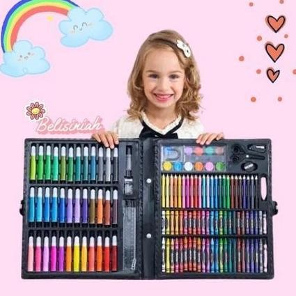 

TR21 150 pcs Crayon Alat Lukis Anak Pensil Warna Cat Air Perlengkapan Menggambar Melukis Mewarnai Set Art Full Set pc Krayon 150pcs 150pc Pastel Pena Cat Air Kuas Hemat