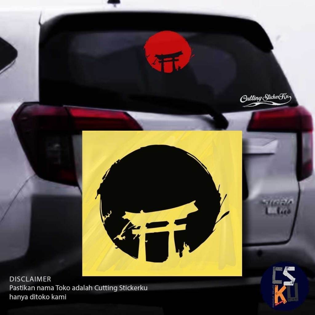 Cutting Stiker Torii Gate Variasi Motor Mobil Sticker Kaca Helm Japan Sakura Red Sun Jepang Sakura
