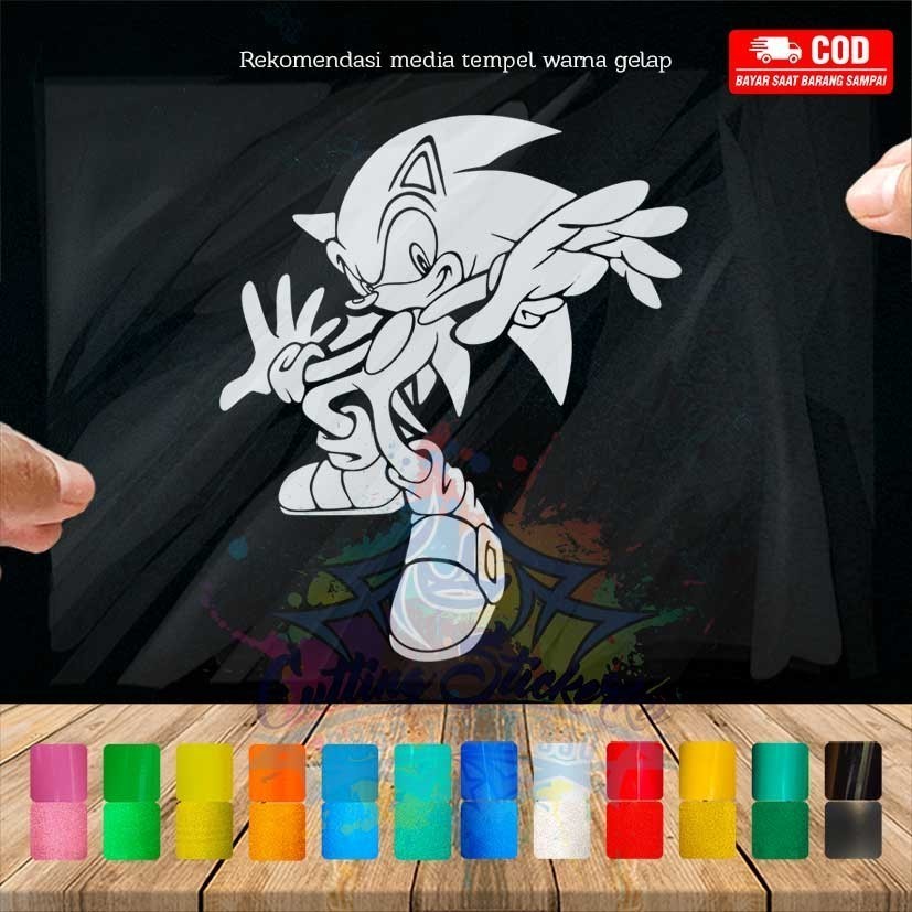 Cutting Stiker Sonic Hedgehog Variasi Motor Mobil Sticker Timbul Keren Nyala Dasbor Spakbor Visor Bo