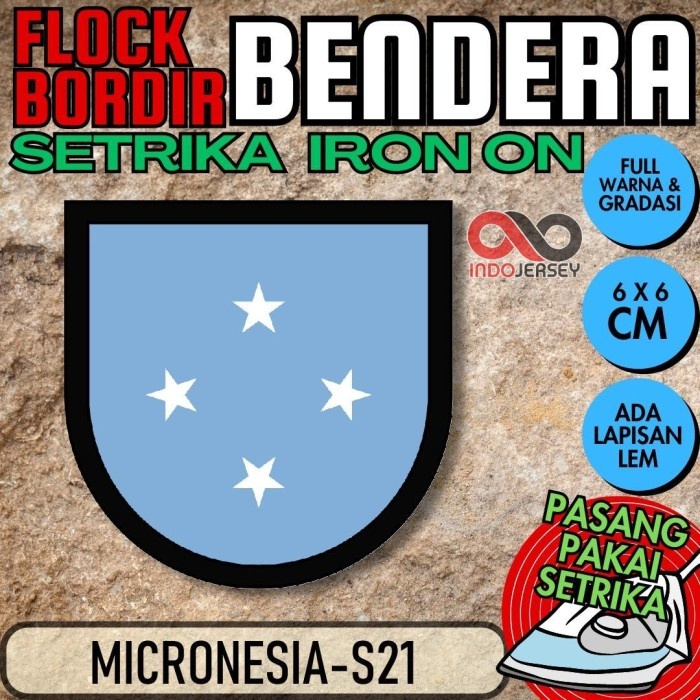 cusss order] Patch Emblem Flock Bordir Bendera Negara - MIKRONESIA MICRONESIA [S21]