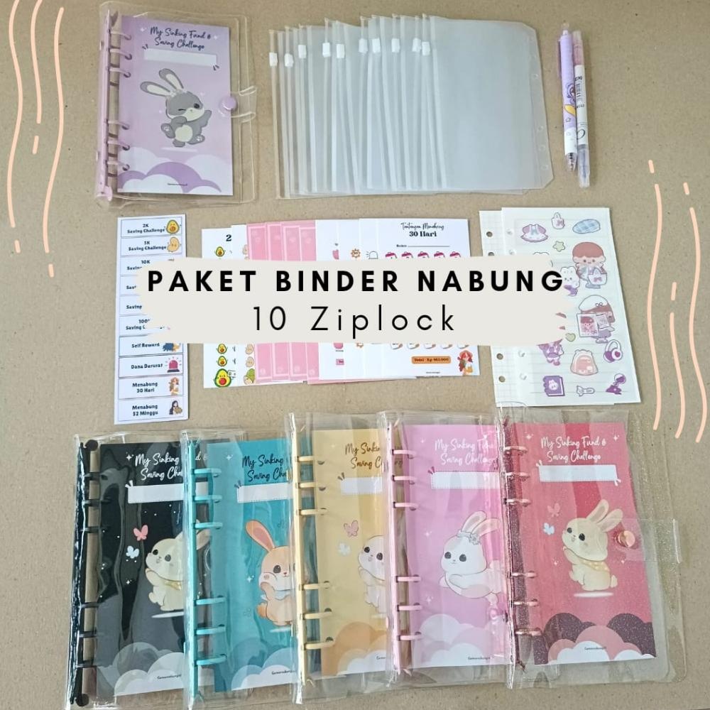 

ul-64 Paket binder nabung 10 ziplock, Binder keuangan saving challenge Sale