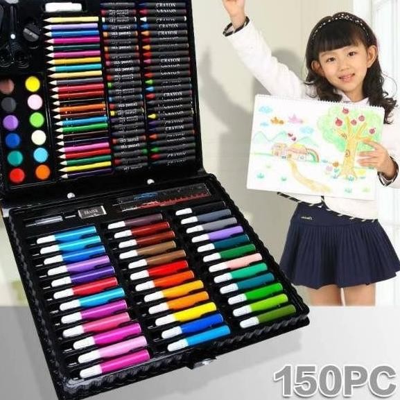

th-23 150 pcs Crayon Alat Lukis Anak Pensil Warna Cat Air Perlengkapan Menggambar Melukis Mewarnai Set Art Full Set pc Krayon 150pcs 150pc Pastel Pena Cat Air Kuas Murah