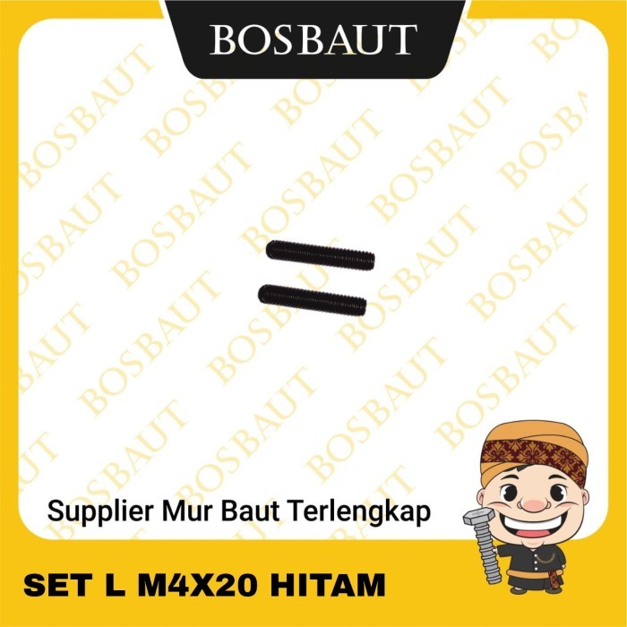 SET L BAJA HITAM - BAUT TANAM BAJA - BAJA SOCKET SET SCREW - BAUT BOREG M4X20 P0.70 HITAM
