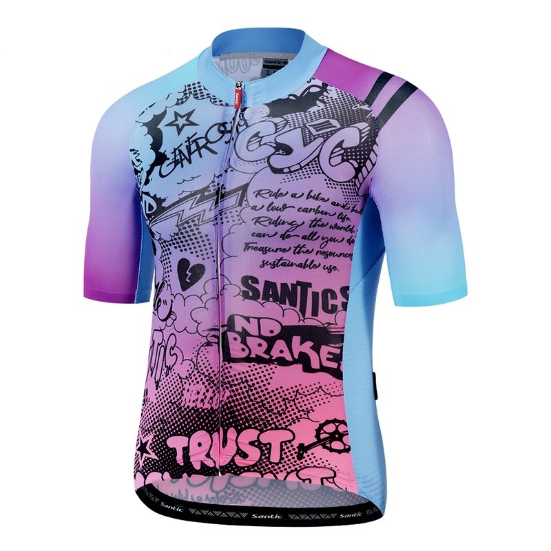 Santic Wanita Bersepeda Jersey Road MTB Sepeda Jersey Bernapas Profesional Desain Grafiti Sepeda Jer