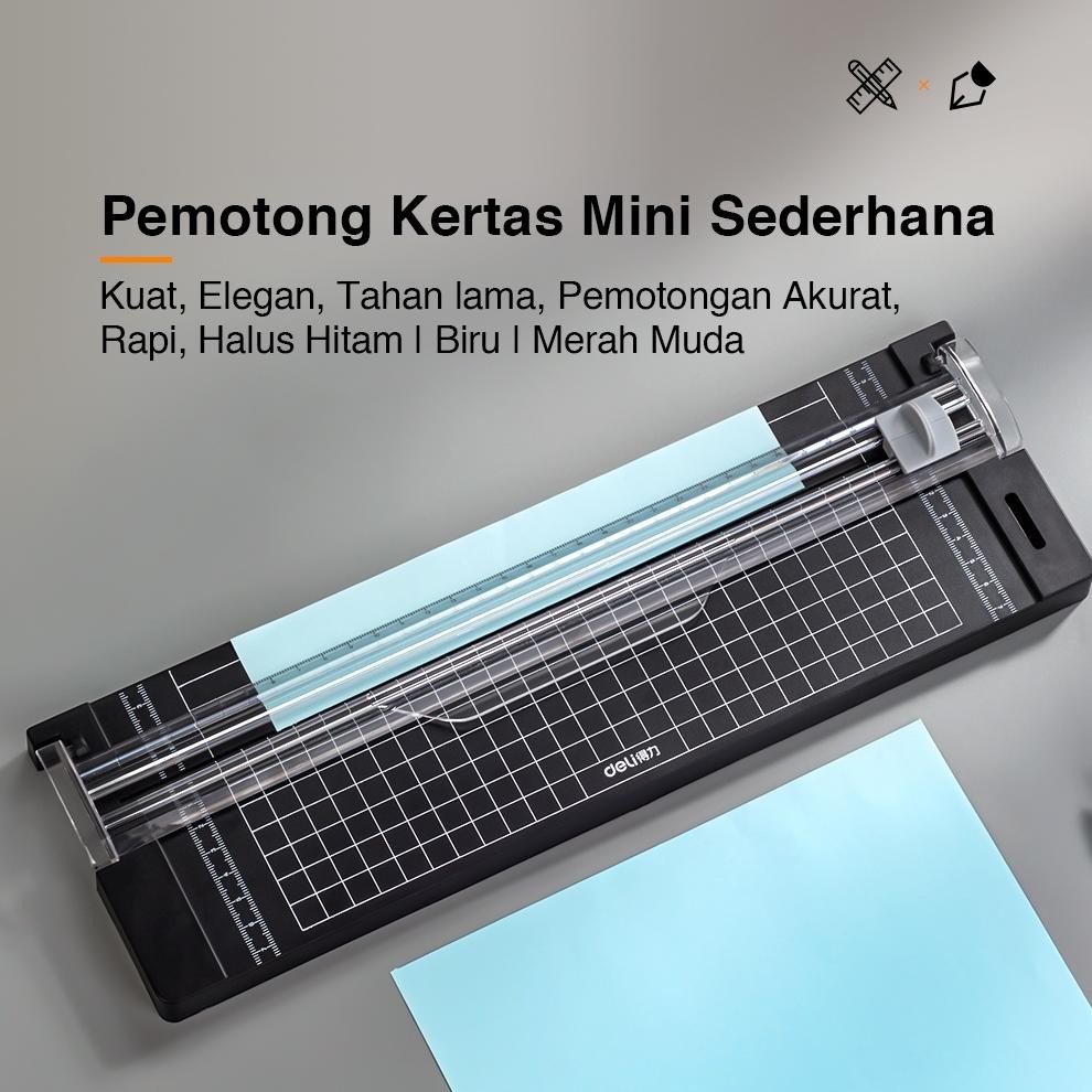 

COD Deli Small Paper Trimmer Portable/ Pemotong Kertas Kecil A4 A5 Trimmer Photo Cutter Mat 14251 ed-76