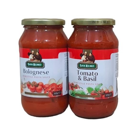 

Saus Saos Tomat Tomato Basil Bolognese Carbonara Napolitana Capsicum San Remo Sauce Halal 500 Gram