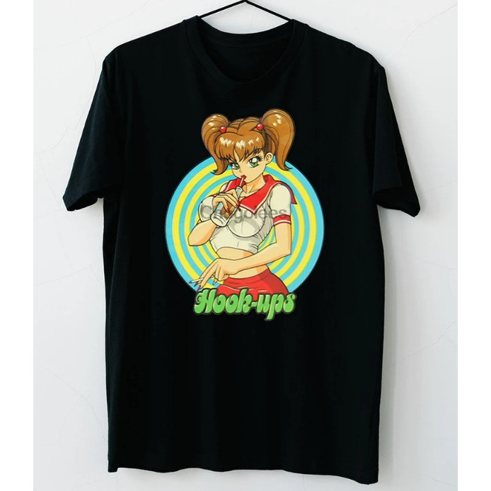 Kaos hitam cotton T-shirt Kaus Grafis HOT HOT Skateboard Hook Ups Kaus Katun Leher O Pria Kaus Grafi