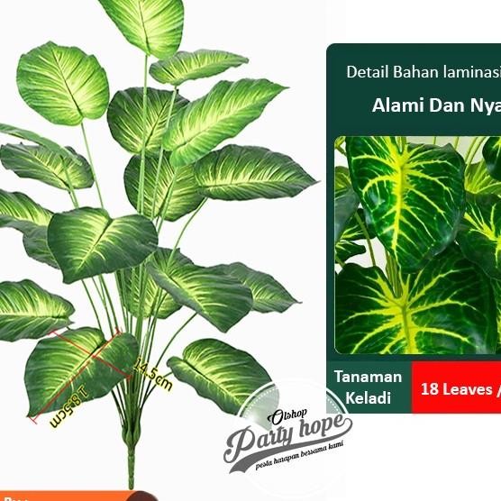 Daun Keladi Jumbo Putih / Daun Aglonema Plastik Bunga Hias Artificial