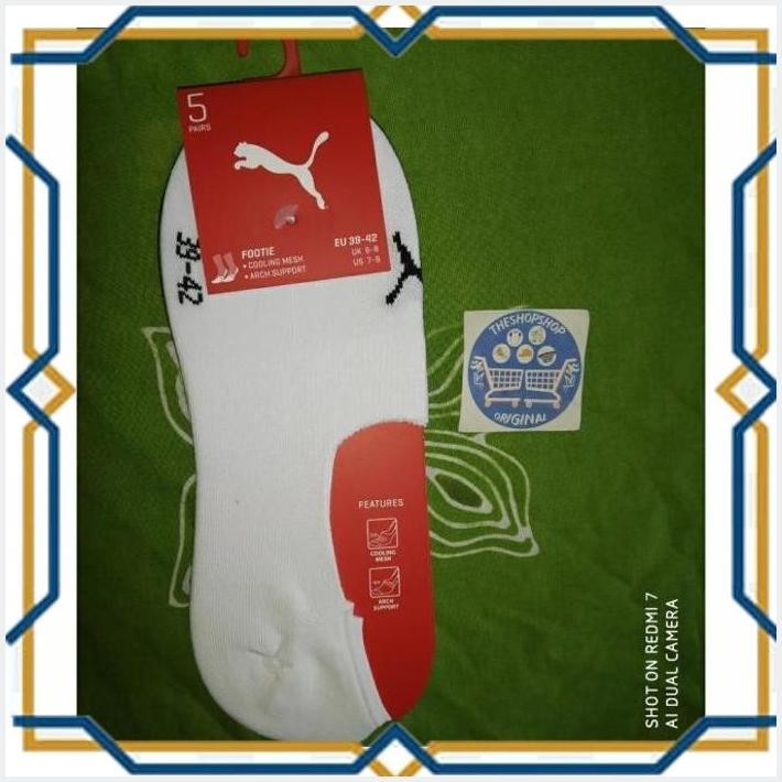 

[THE] KAOS KAKI PUMA FOOTIE 5P APAC WHITE BLACK 90703103 ORIGINAL 5 PAIRS