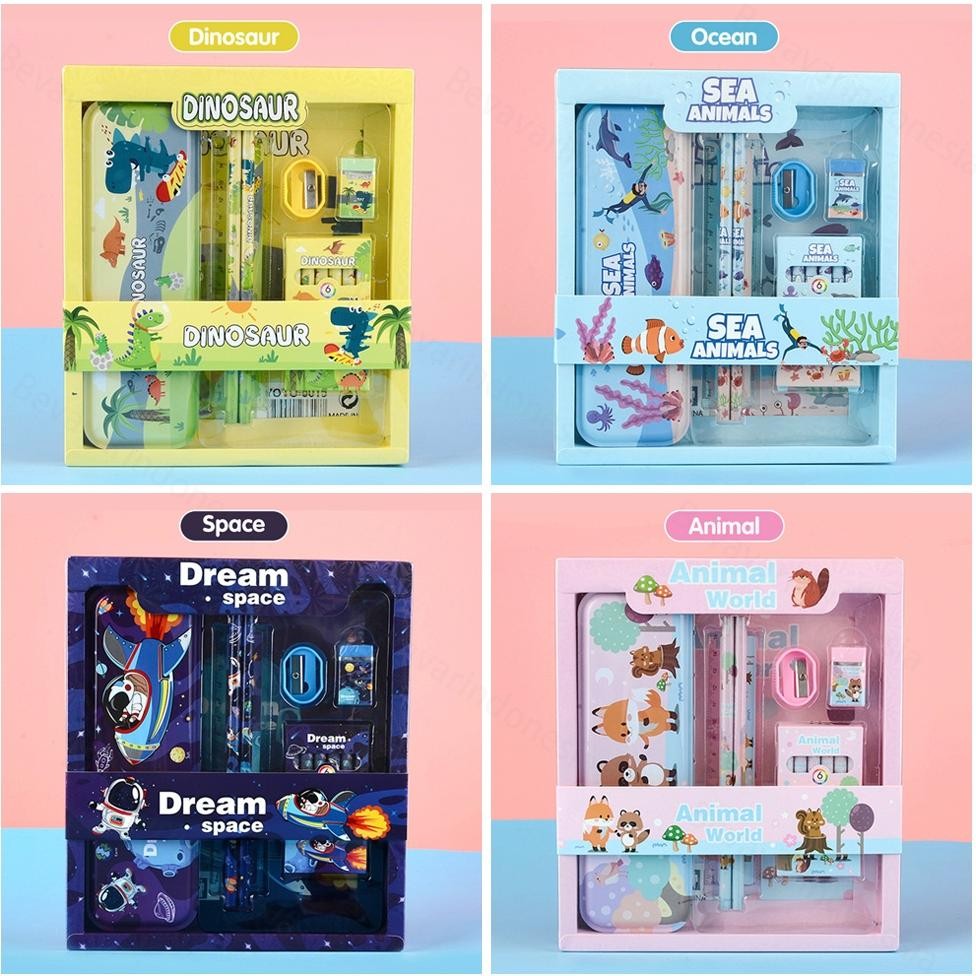 

BYP-27 BEVAVAR Alat Tulis Anak Set Tempat Pensil Lucu Untuk Hadiah Anak Stationery 6In1 Sale