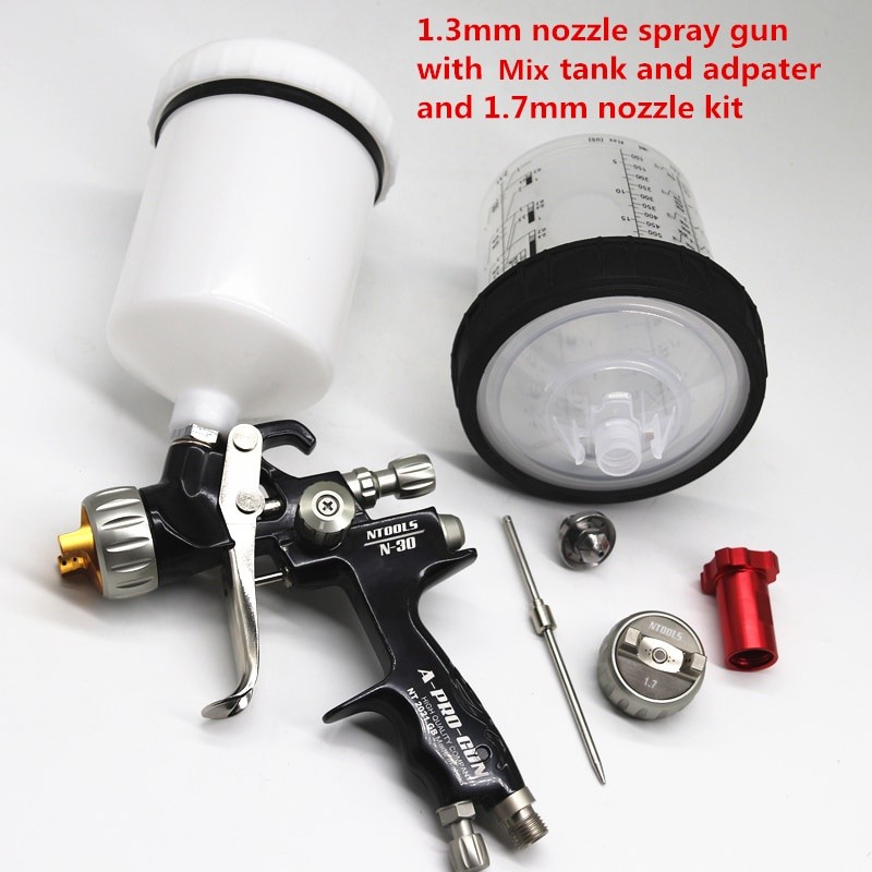 Semprot Gun 1.3 dan 1,7mm Gun cat mobil dengan tangki campuran 600cc dan adaptor Varnish Paint Spray