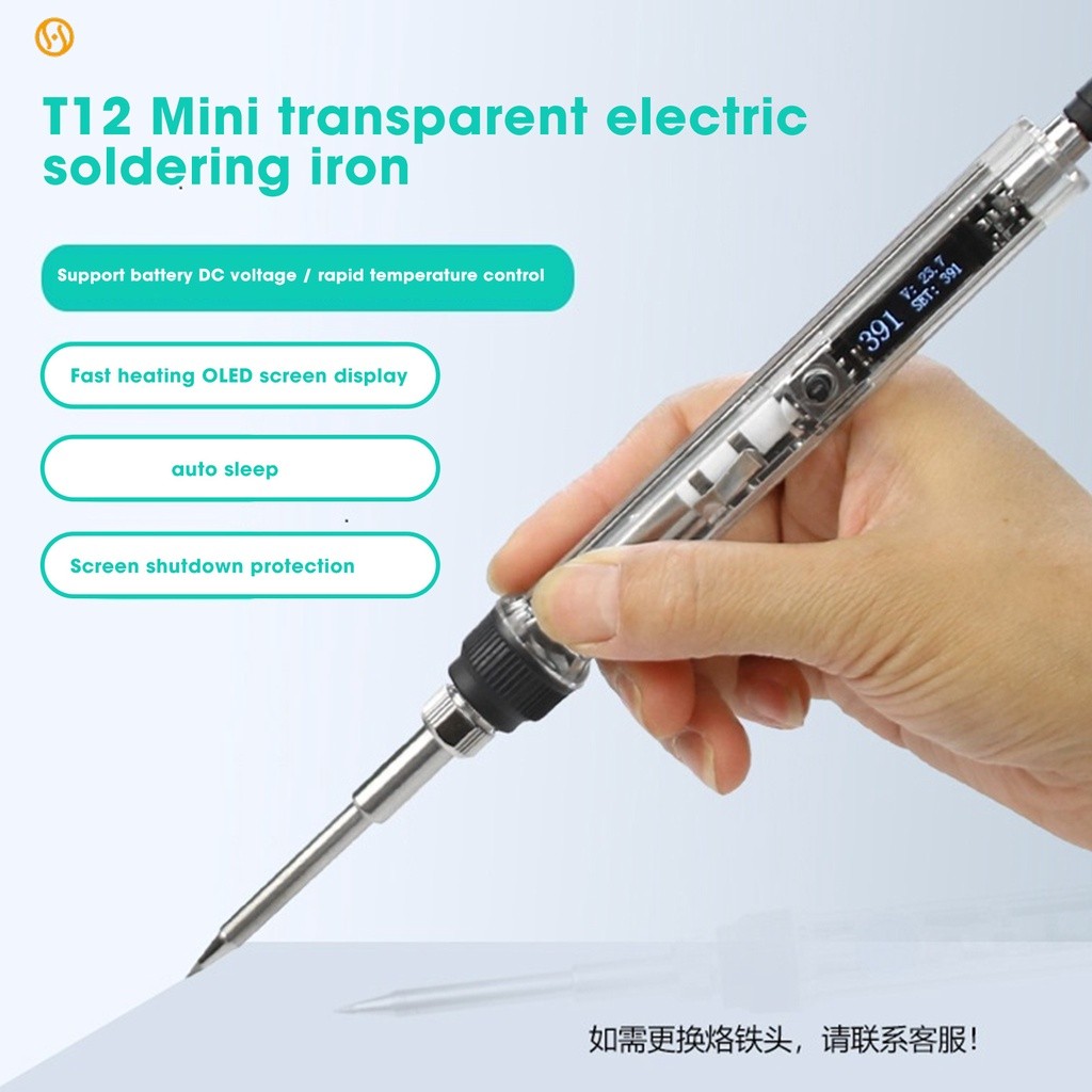 PHH DC 12-24V 72W T12 Mini Solder Solder Suhu yang Dapat Disesuaikan dengan OLED Digital Display Tra