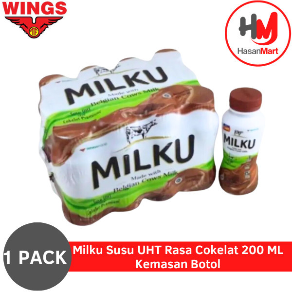 

Milku Susu UHT Rasa Cokelat / Chocolate Kemasan Botol 200 mL [1 PACK isi 12 Botol]