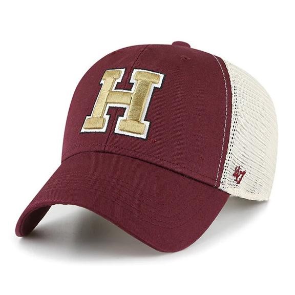TOPI SNAPBACK Topi Original 47 Brand MVP Harvard Crimson Flagship Wash Maroon
