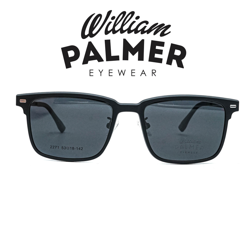 William Palmer Kacamata Pria Wanita Clip On 2271 C4 Black Doff