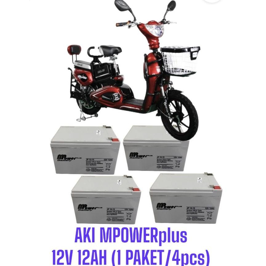 Baterai / Aki sepeda listrik exotic United Super Rider Indobike Richey  Batre VRLA MPOWER plus 12v 1