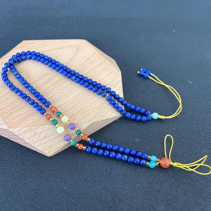 Natural Lapis Lazuli Bead Necklace Necklace Hetian Jade Emerald Crystal Pendant